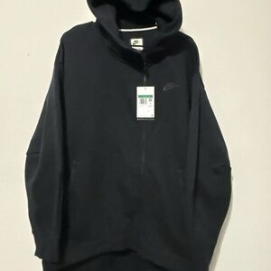 Nike Tech Fleece Oversized Full-Zip Cape Black Hoodie FB8243-010 Women's Size XL